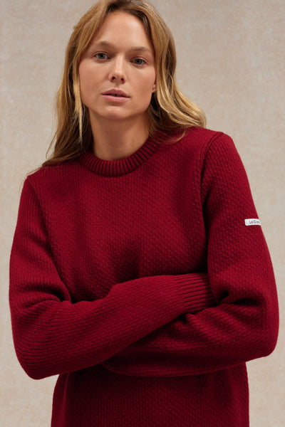 Pull Norvégien col rond bordeaux pour femme