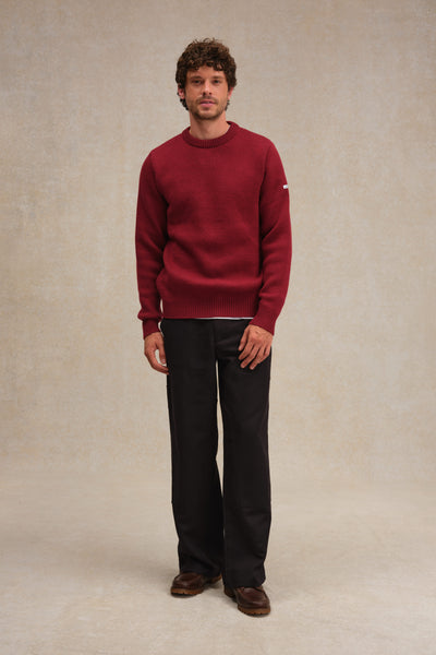 Men's burgundy round-neck Norwegian sweater
