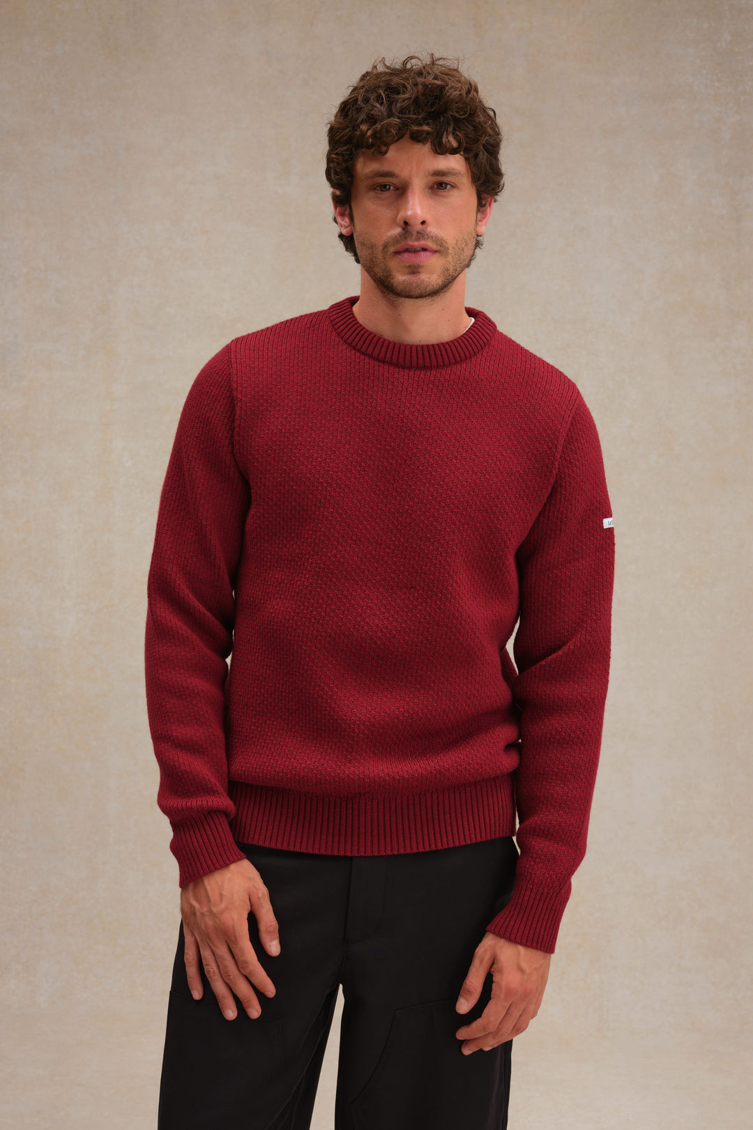 Pull Merona Homme Rayé Bleu Marine Et Bordeaux - Col V, Manches Longues, Taille M