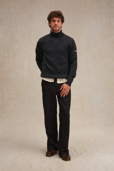 Men's charcoal grey turtle-neck Norwegian sweater