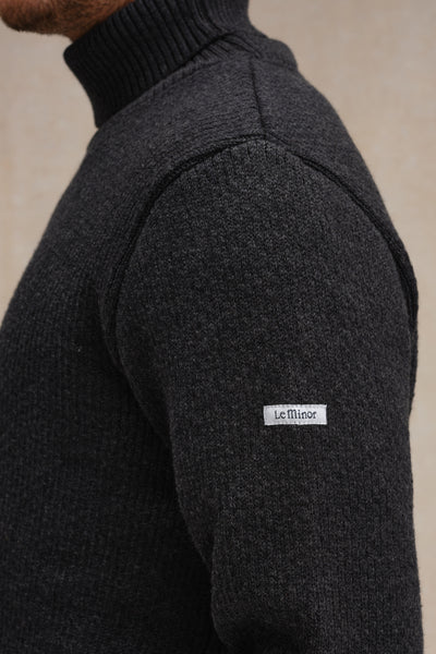Men's charcoal grey turtle-neck Norwegian sweater