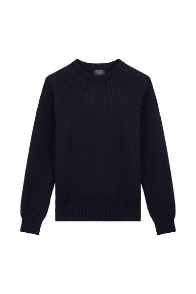 Norwegian" navy round neck sweater - merino