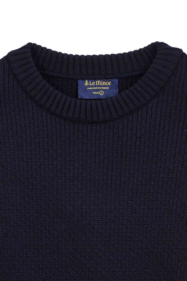 Men's navy blue round-neck Norwegian sweater | Le Minor