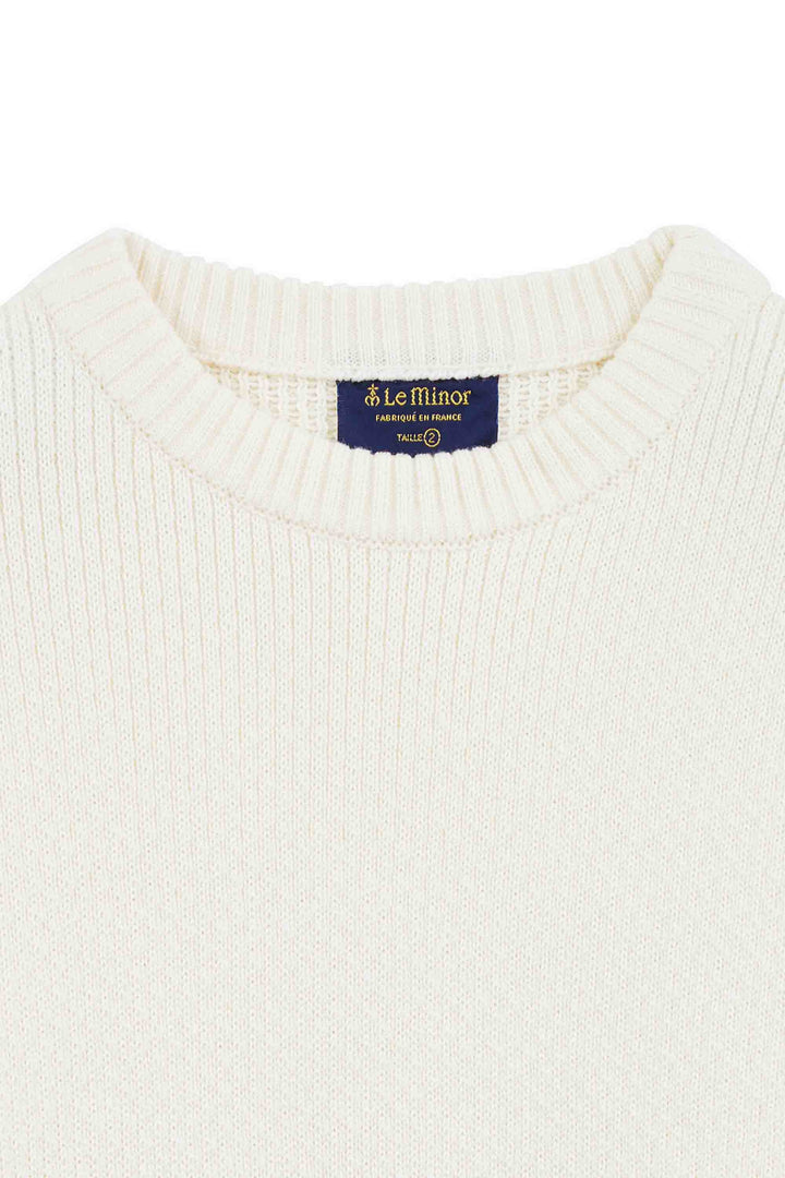 Pull Norvegien col rond ecru pour femme Le Minor