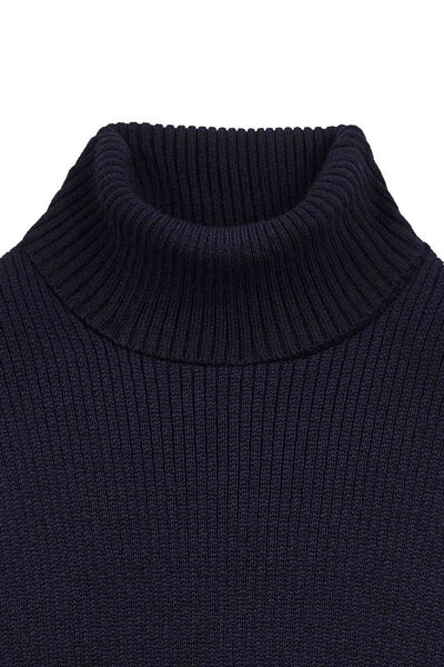 Men's navy blue turtle-neck Norwegian sweater