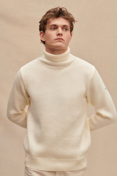 Men's ecru turtle-neck Norwegian sweater