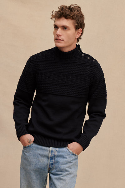 Men's navy blue fisherman sweater