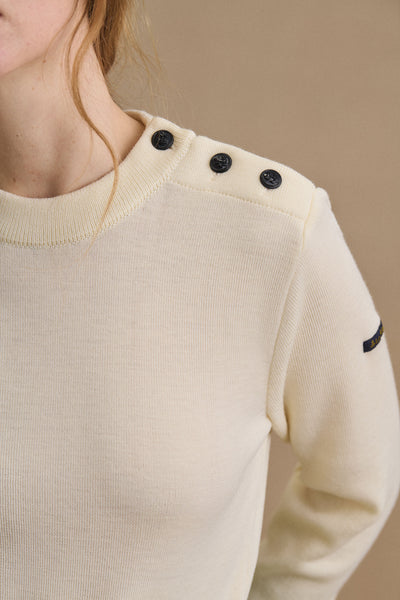 Women's ecru sailor sweater in merino wool