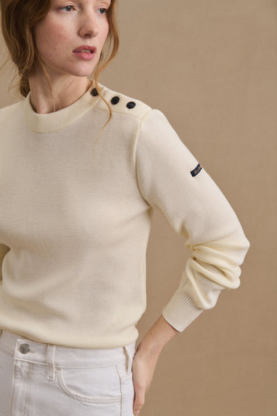 Women's ecru sailor sweater in merino wool