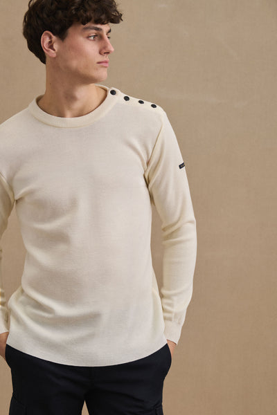 Men's ecru sailor sweater in merino wool