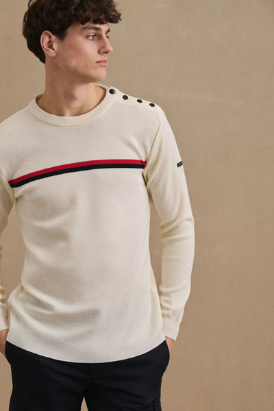 Men's ecru sailor sweater with stripes