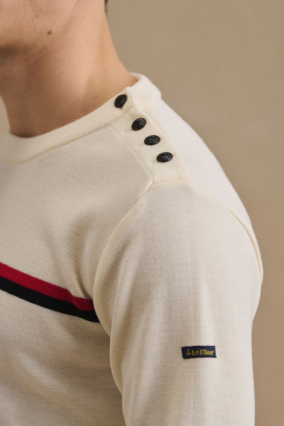 Men's ecru sailor sweater with stripes