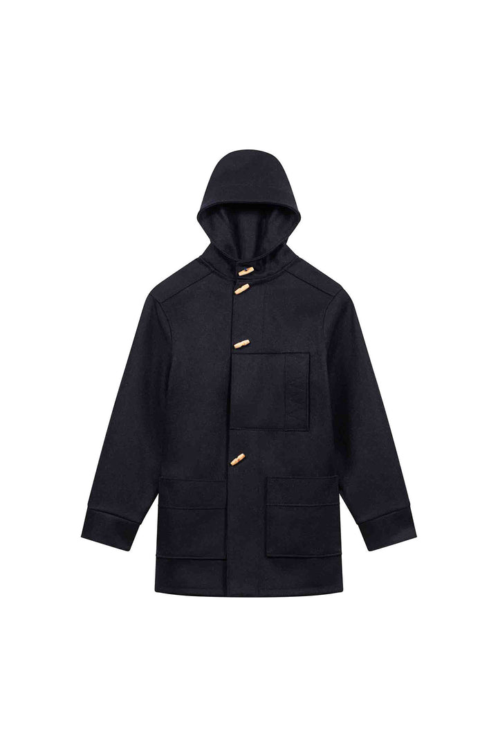 Men's navy blue Kabig coat in wool sheet | Le Minor