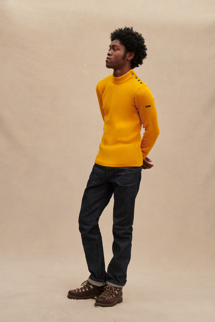 Men's yellow sailor sweater in virgin wool | Le Minor