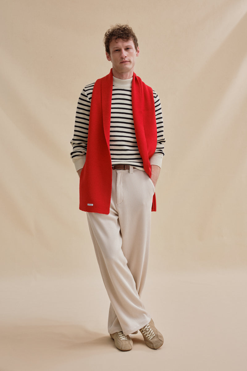 Pull marin écru et bleu marine pour homme