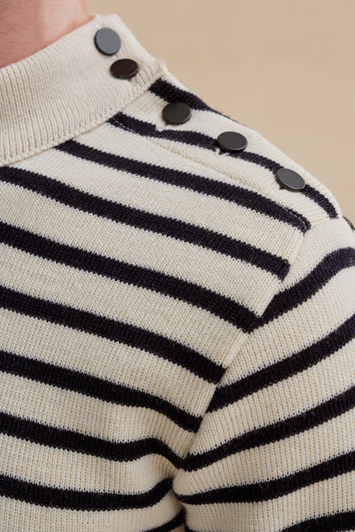 Pull marin écru et bleu marine pour homme
