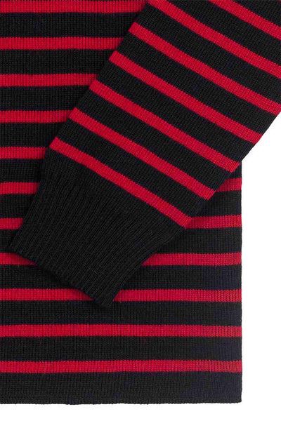 Women's Navy and Red Breton Stripe Sweater