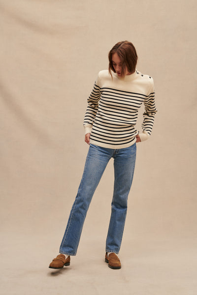 Women's ecru striped sailor sweater