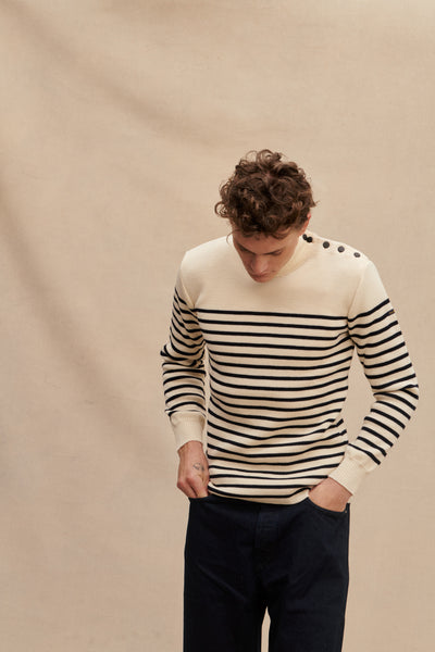 Men's ecru striped sailor sweater