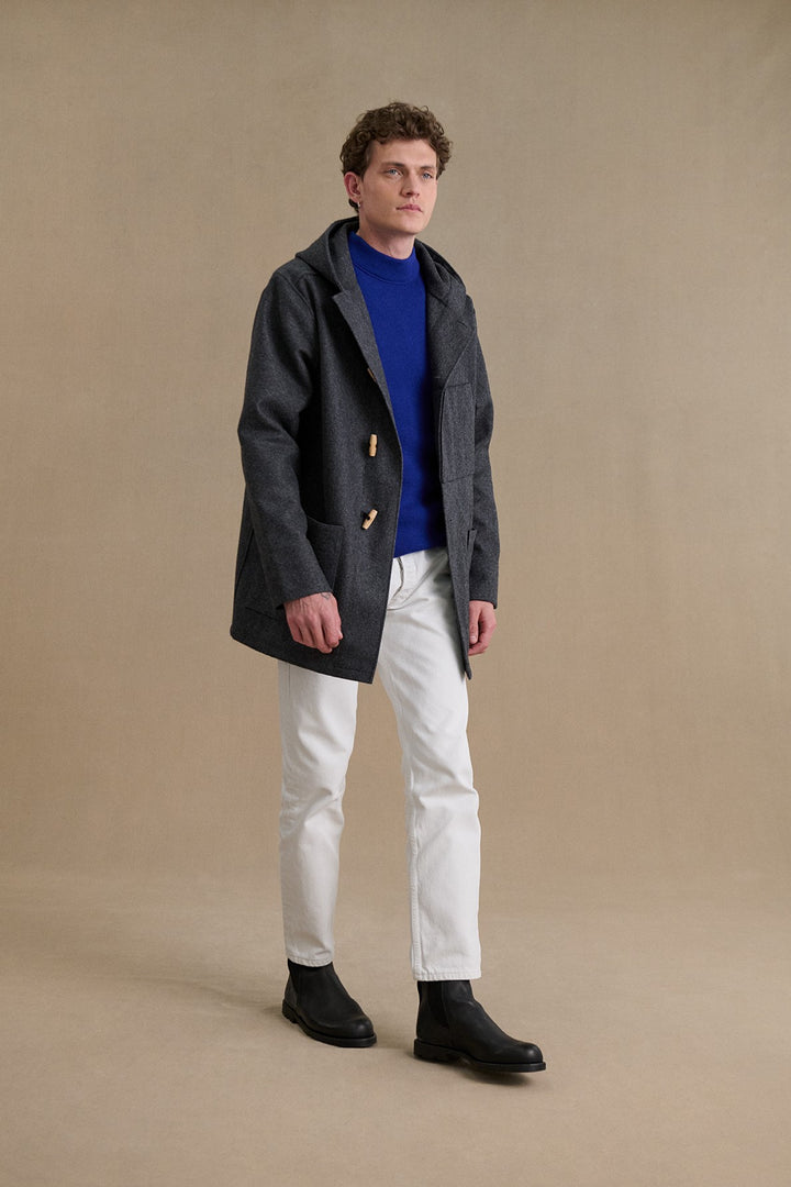 Men's grey woollen Kabig coat | Le Minor