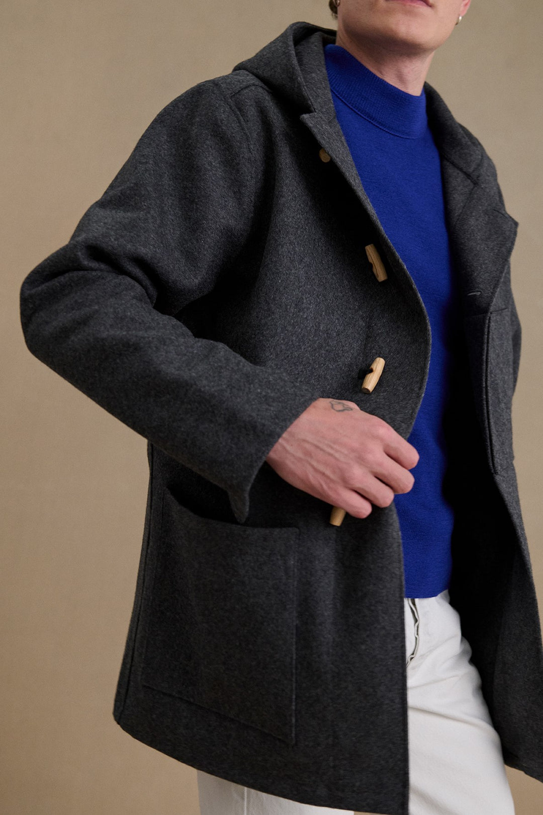 Men's grey woollen Kabig coat | Le Minor