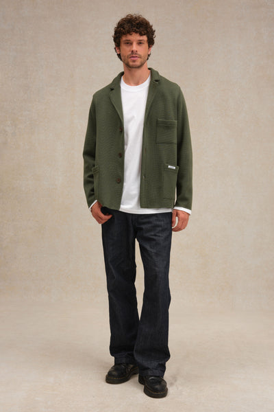 Men's olive green Milano blazer in merino wool