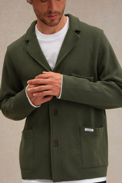 Men's olive green Milano blazer in merino wool