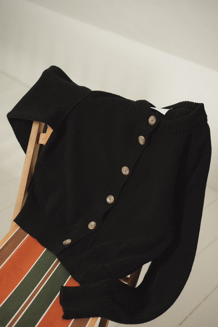 Cardigan 100% Cachemire LO SCIARPINO – Noir, Taille IT 40 (FR 34) – Col Châle, Manches Longues – Occasion Parfait état