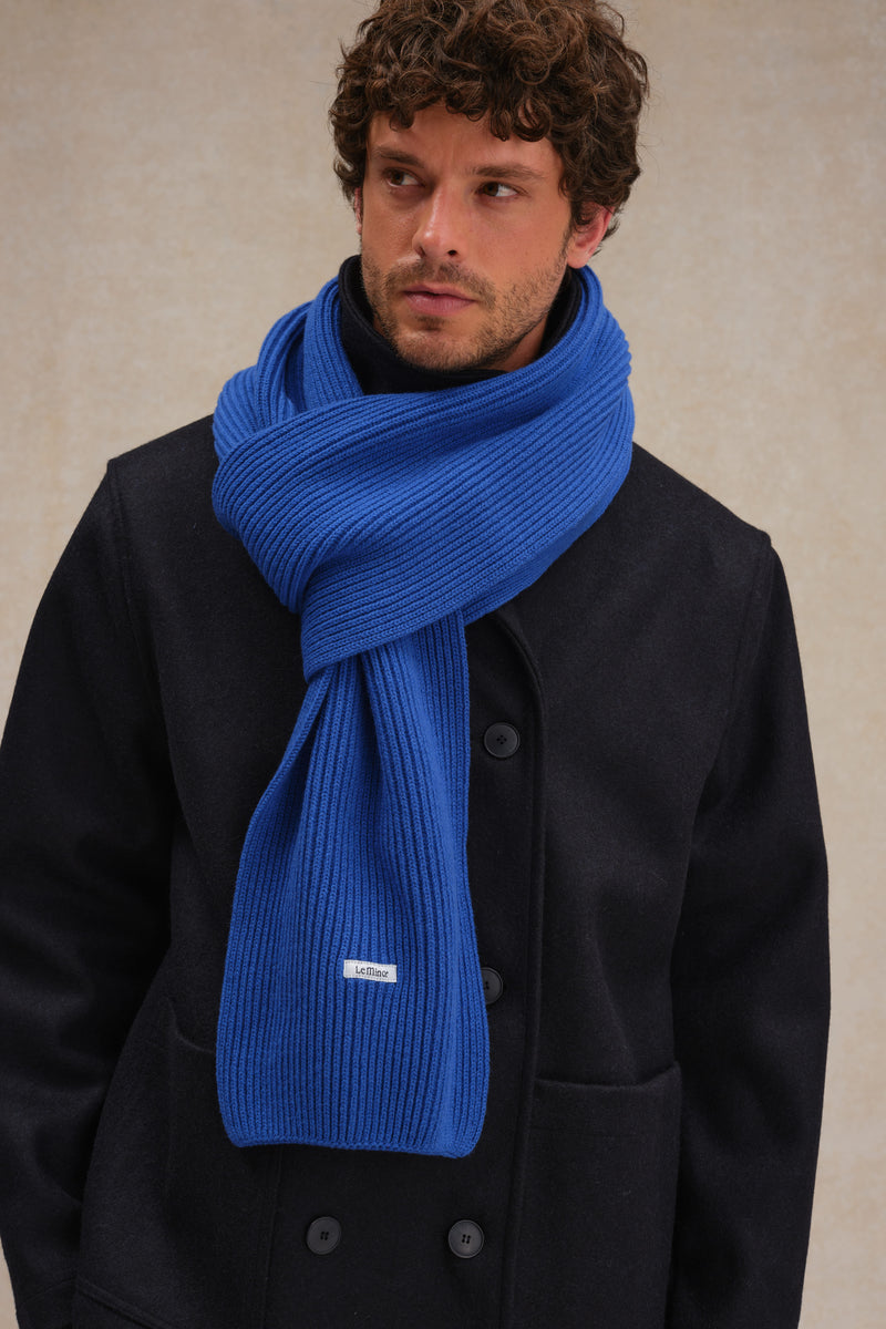 Écharpe à côtes extra doux mixte bleu roi