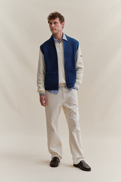 Gillet zippé homme bleu denim Le Minor  