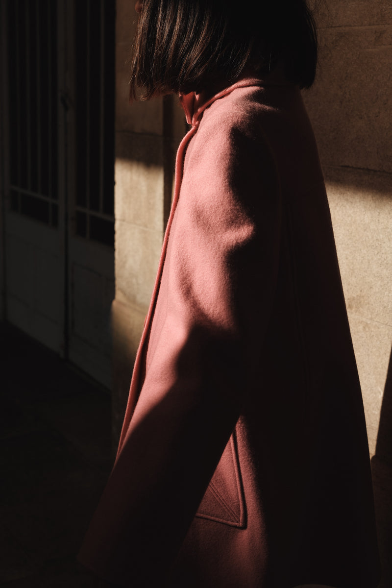 Manteau rose 1976 en laine et cachemire