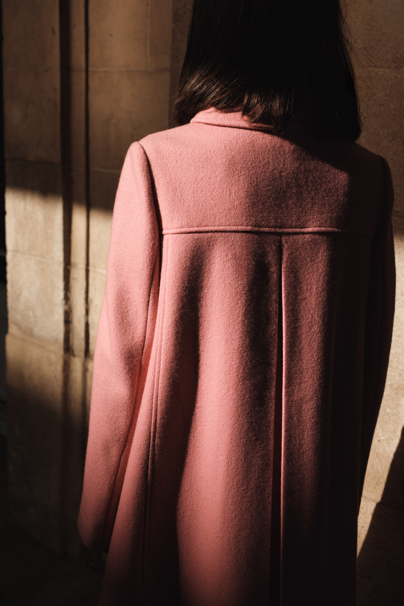 Manteau rose 1976 en laine et cachemire