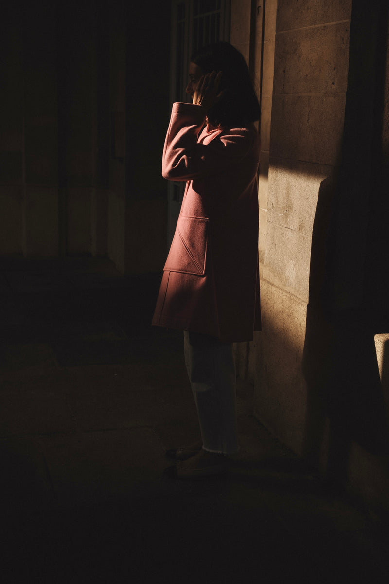 Manteau rose 1976 en laine et cachemire