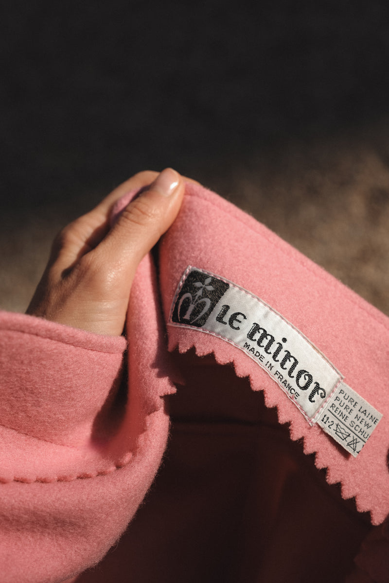 Manteau rose 1976 en laine et cachemire