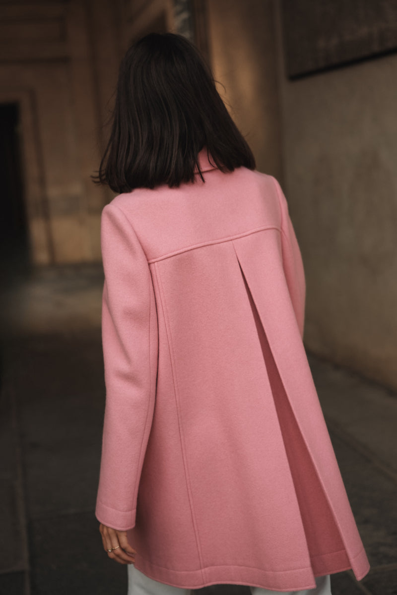 Manteau rose 1976 en laine et cachemire