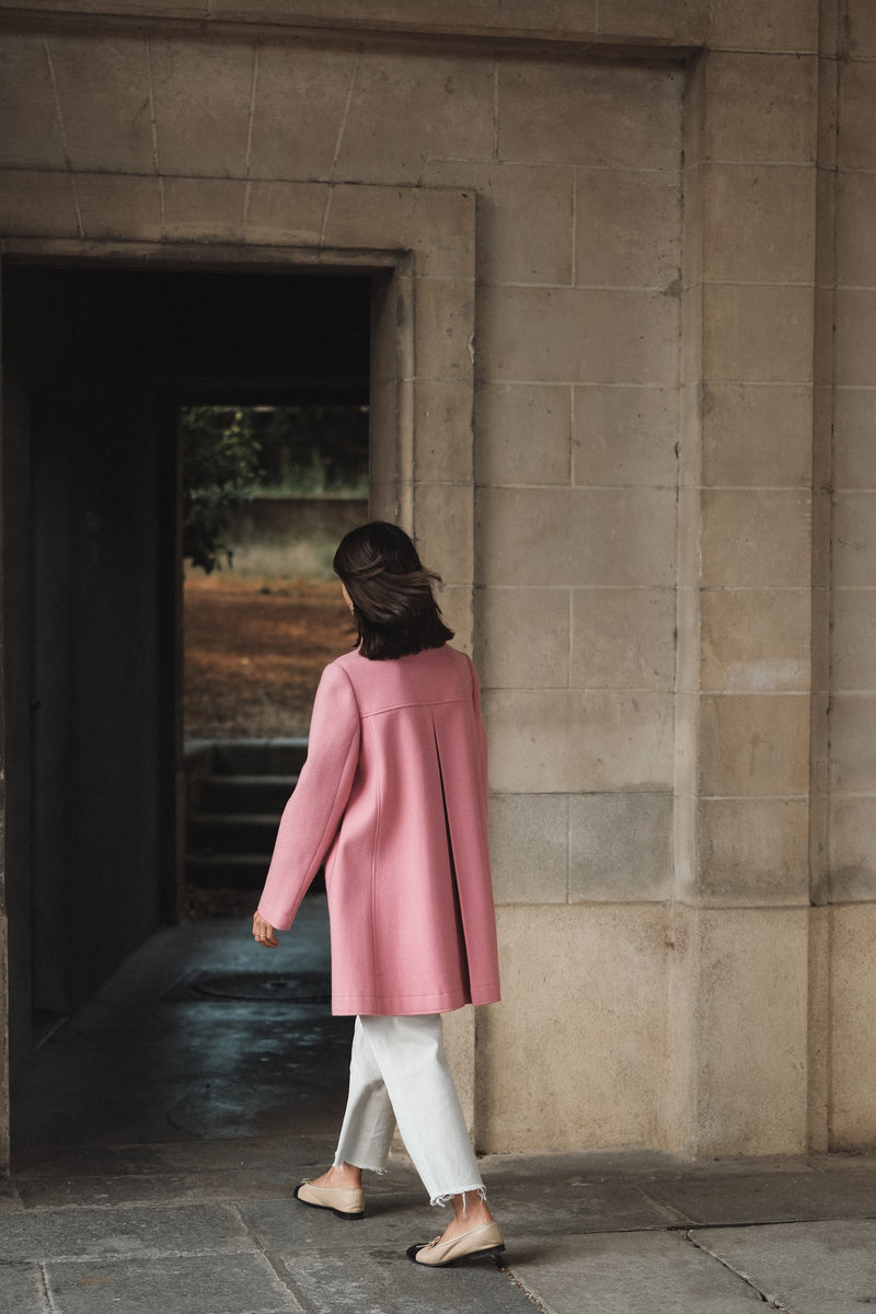 Manteau rose 1976 en laine et cachemire