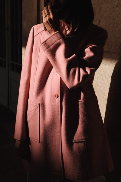 Manteau rose 1976 en laine et cachemire