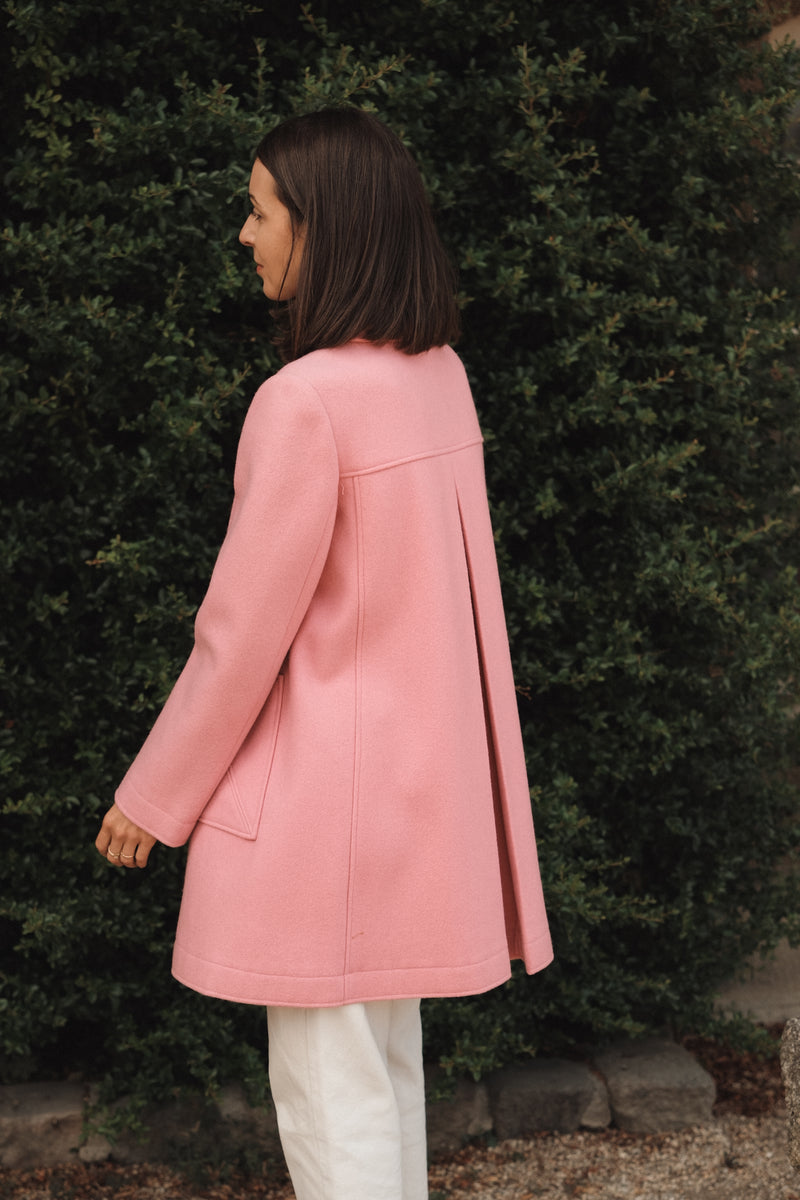 Manteau rose 1976 en laine et cachemire