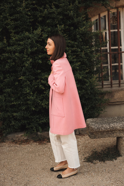 Manteau rose 1976 en laine et cachemire