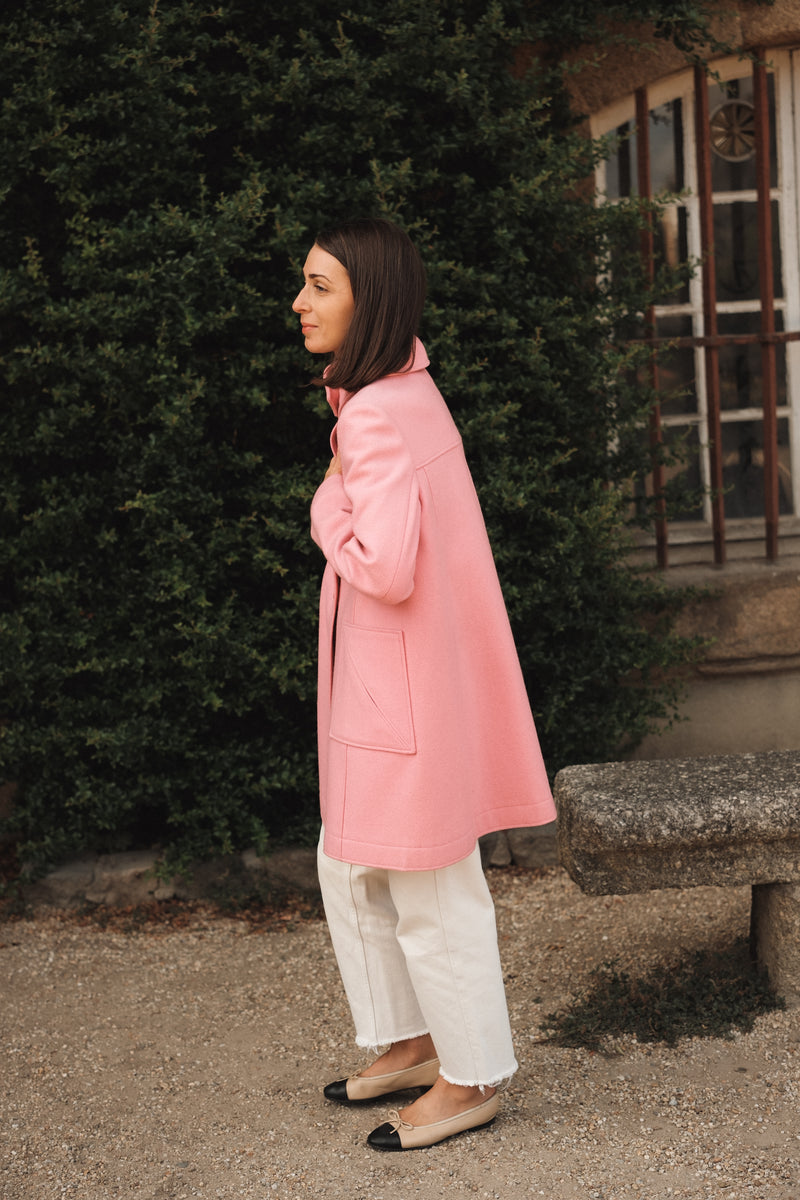 Manteau rose 1976 en laine et cachemire