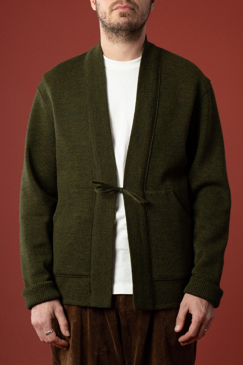 Olive green milano knit Noragi jacket - Le Minor x Flâneurs