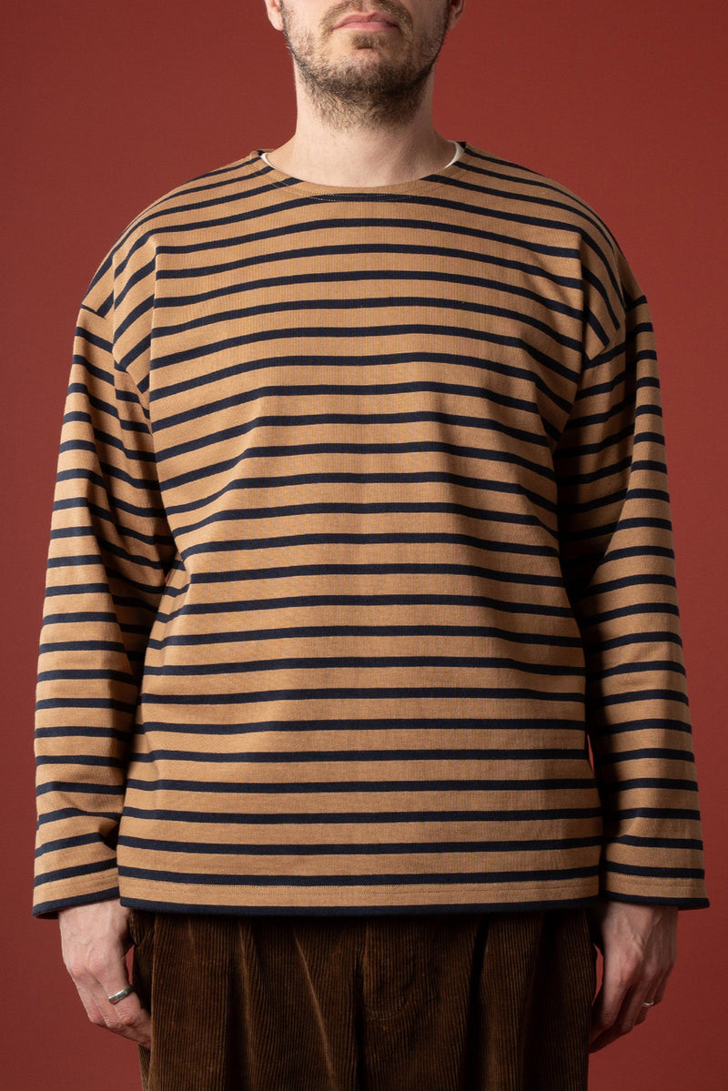 Marinière oversize camel et rayée marine foncé - Le Minor x Flâneurs