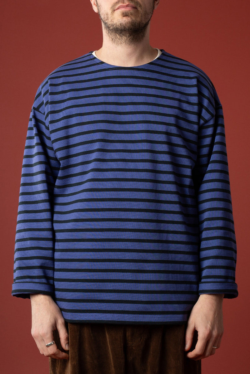 Marinière oversize bleu gitane et rayée noire - Le Minor x Flâneurs