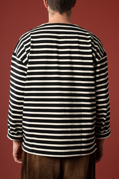 Marinière oversize noire et rayée écrue - Le Minor x Flâneurs