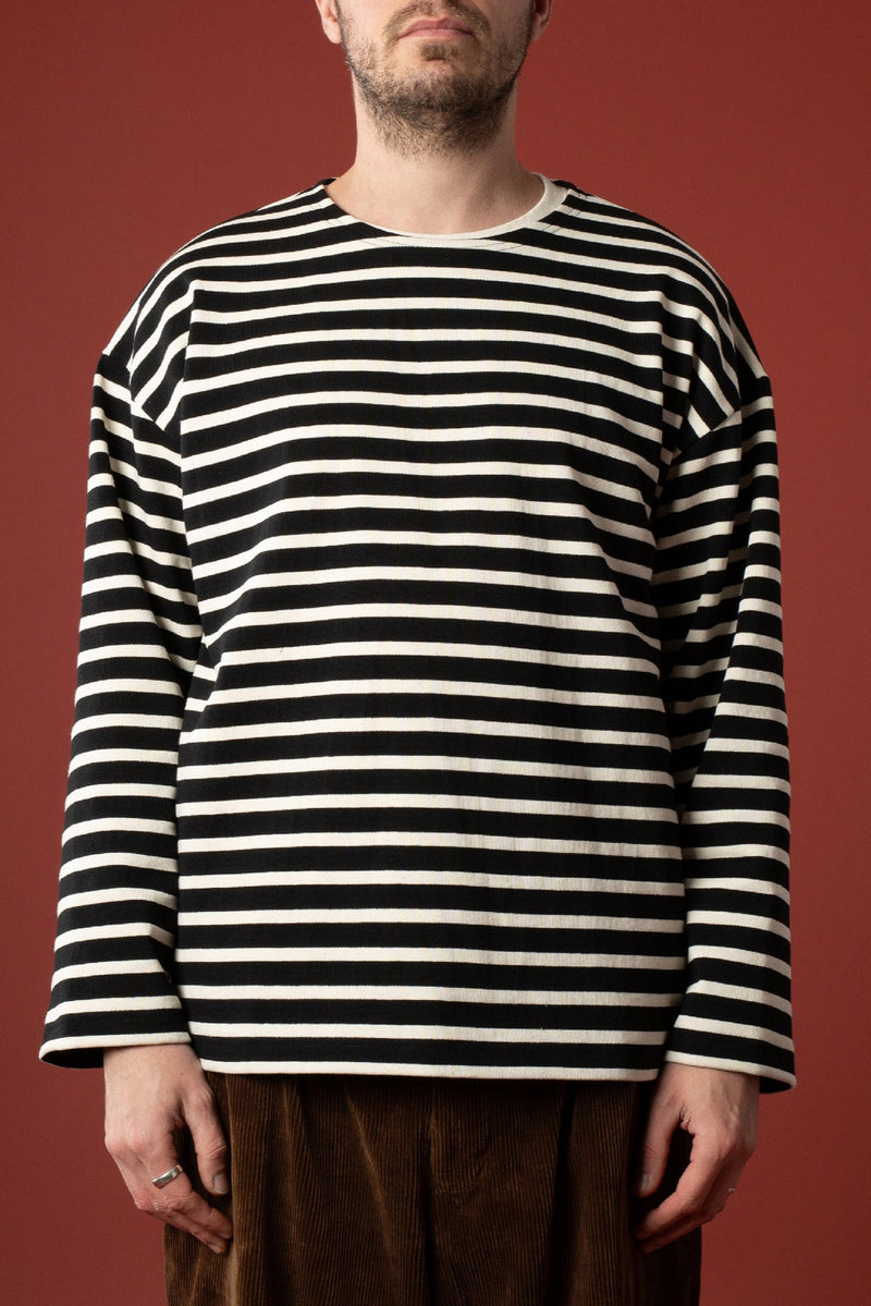 Marinière oversize noire et rayée écrue - Le Minor x Flâneurs