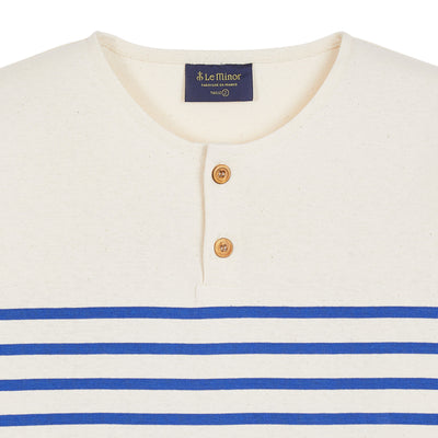 Men's Ecru/Royal Button-down sailor shirt 