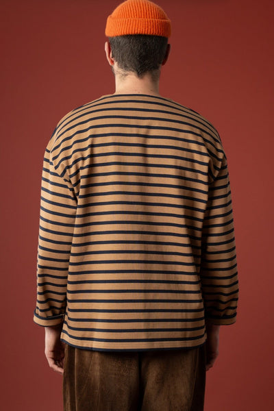 Oversized camel marinière striped dark navy blue - Le Minor x Flâneurs