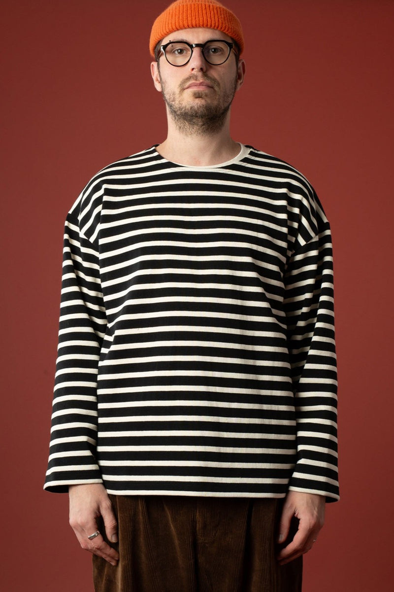 Oversized black marinière striped offwhite - Le Minor x Flâneurs