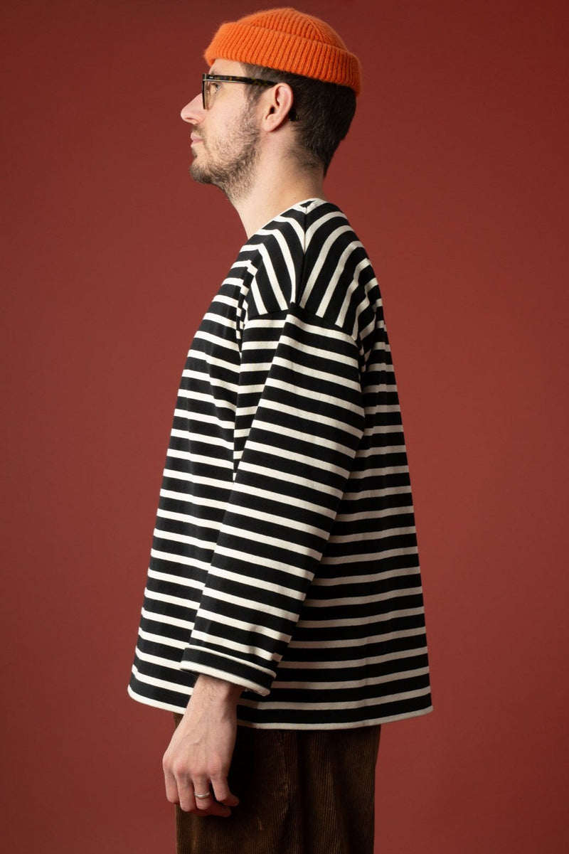 Oversized black marinière striped offwhite - Le Minor x Flâneurs