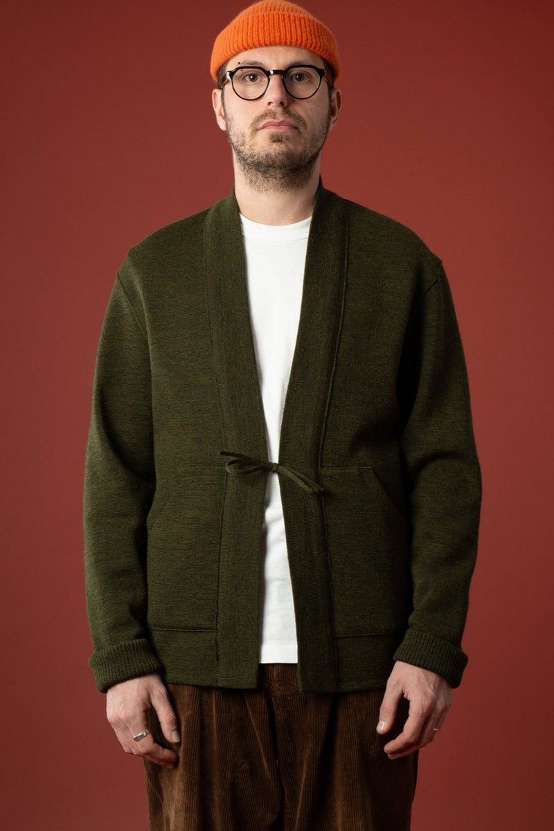 Olive green milano knit Noragi jacket - Le Minor x Flâneurs